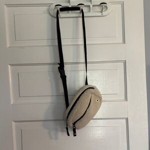 Beige Sherpa Crossbody Waist Bag - Cozy Fuzzy Fanny Pack Belt Bag